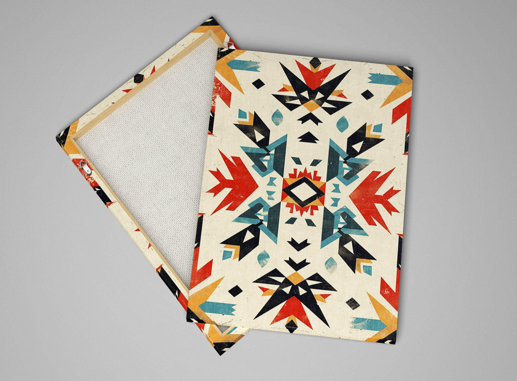 Native American Wall Decor – Extra Large Gallery Wrapped Canvas With Tribal Pattern Art