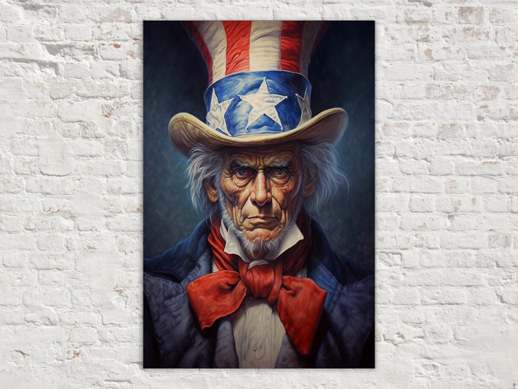Uncle Sam Canvas Art – Patriotic Wall Art | Large Canvas Print With Wood Frame