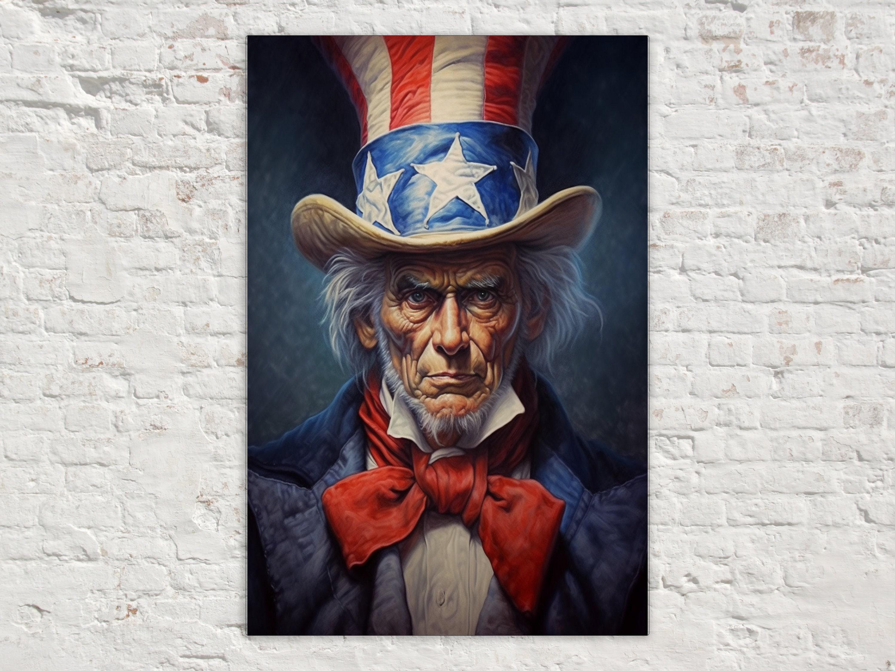 Uncle Sam Canvas Art – Patriotic Wall Art | Large Canvas Print With Wood Frame