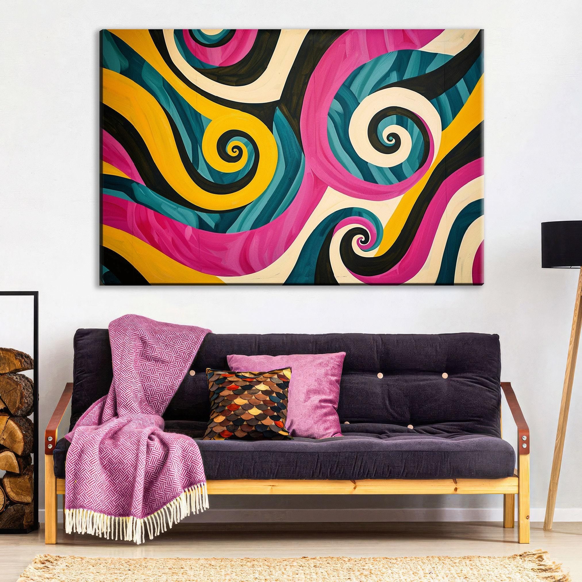 Pop Art Canvas - Large Abstract Swirl Painting | Gallery Wrapped, Ready to Hang