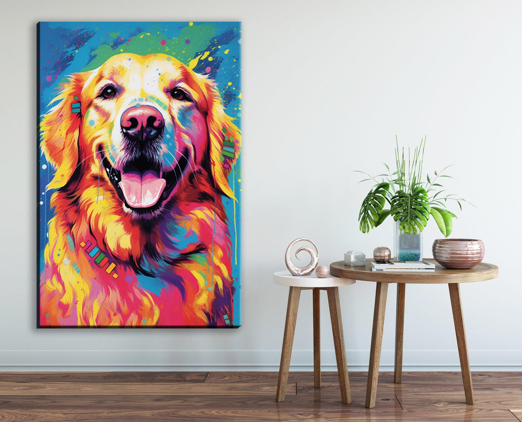 Golden Retriever Canvas - Large Vibrant Dog Wall Art Print | Gallery Ready Pet Portrait Decor