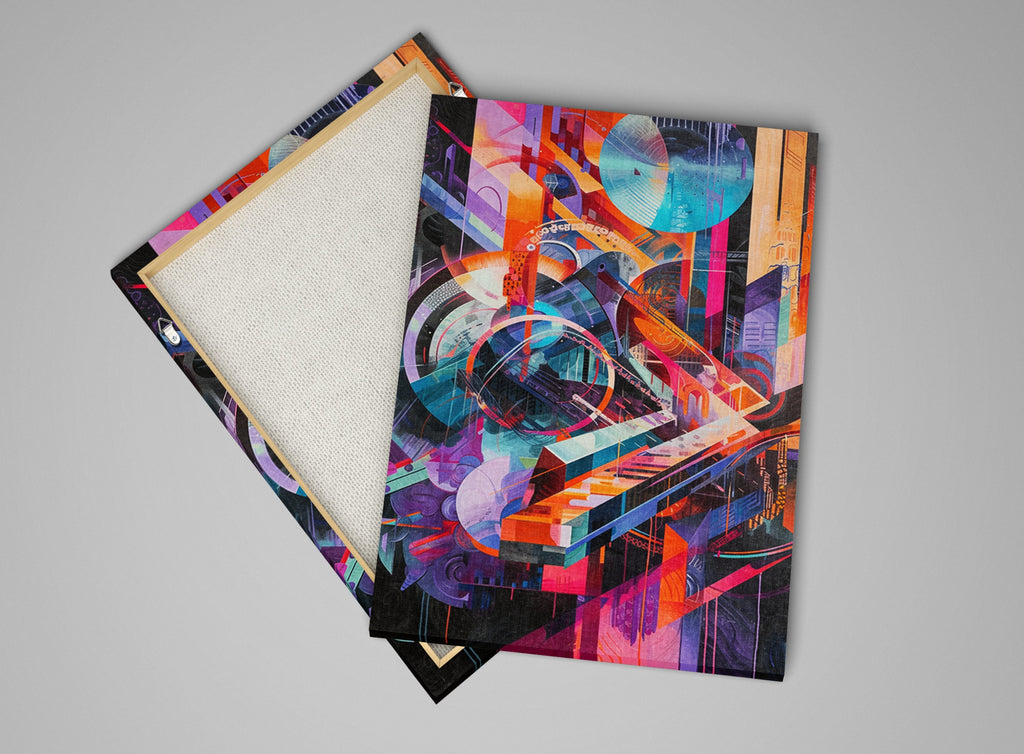 Retro Futurism Wall Art – Large Abstract Canvas | Gallery Wrapped Print, Ready to Hang