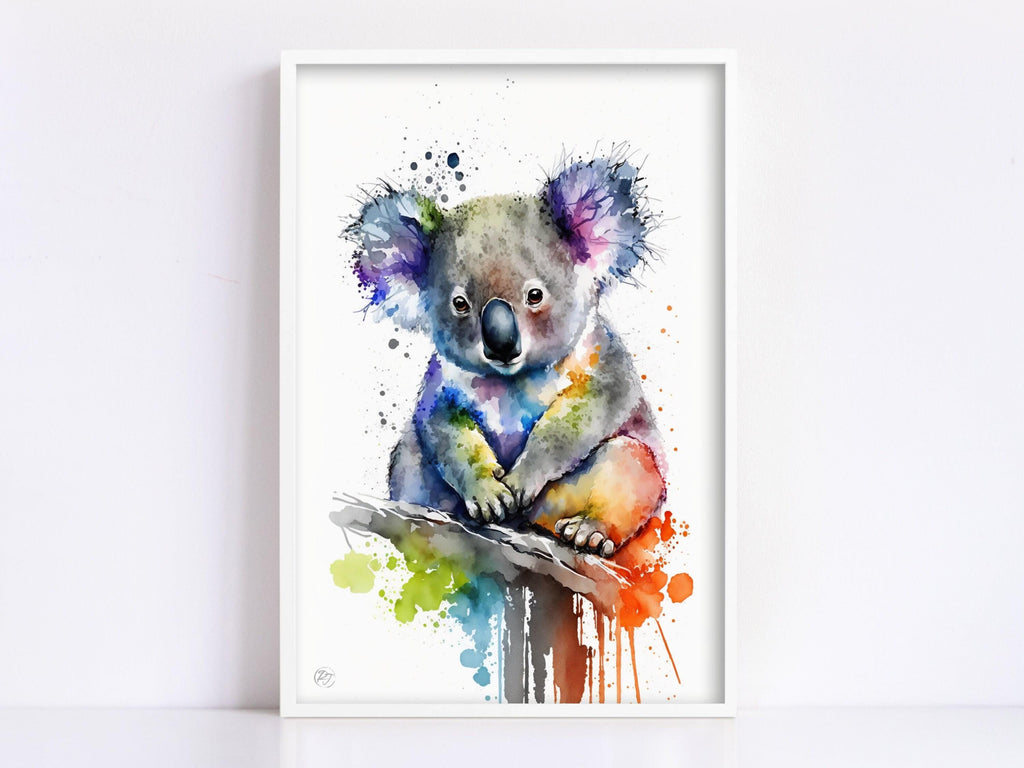 Koala Serenity: Watercolor Canvas Wall Art Print, Giclee Print on Canvas, Artist Paper, Watercolor Paper, Available in Extra Large Sizes