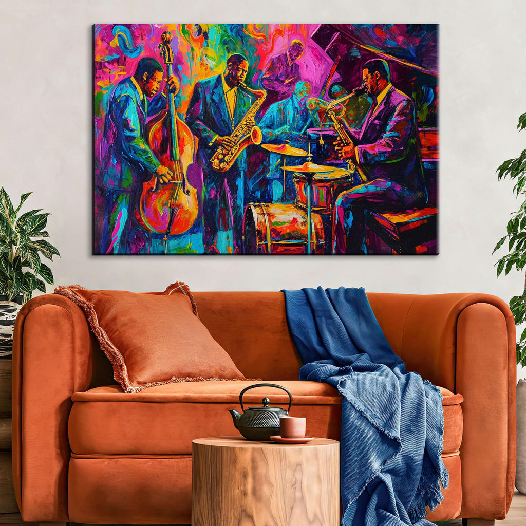Jazz Canvas Wall Art – Vibrant Jazz Wall Decor | Gallery Wrapped Music Canvas Print