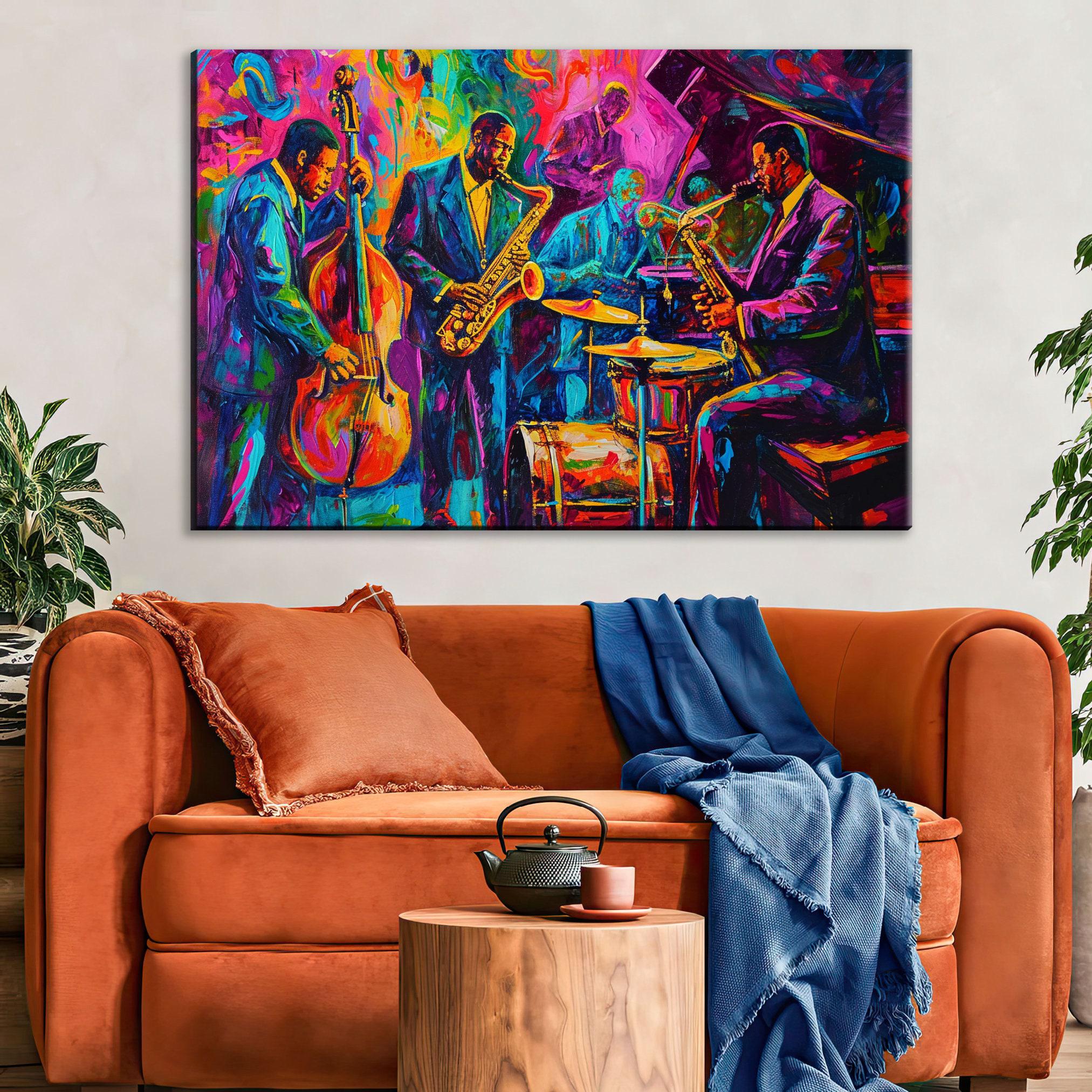 Jazz Canvas Wall Art – Vibrant Jazz Wall Decor | Gallery Wrapped Music Canvas Print