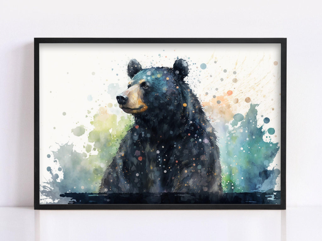 Wildlife Majesty: Black Bear Watercolor Painting on Canvas, Giclee Print on Gallery-wrapped Artist Canvas, Available in Extra Large Sizes