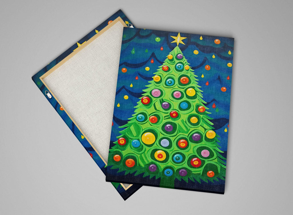 Christmas Canvas Art - Vibrant Holiday Wall Art | Colorful Xmas Tree Painting, Ready to Hang
