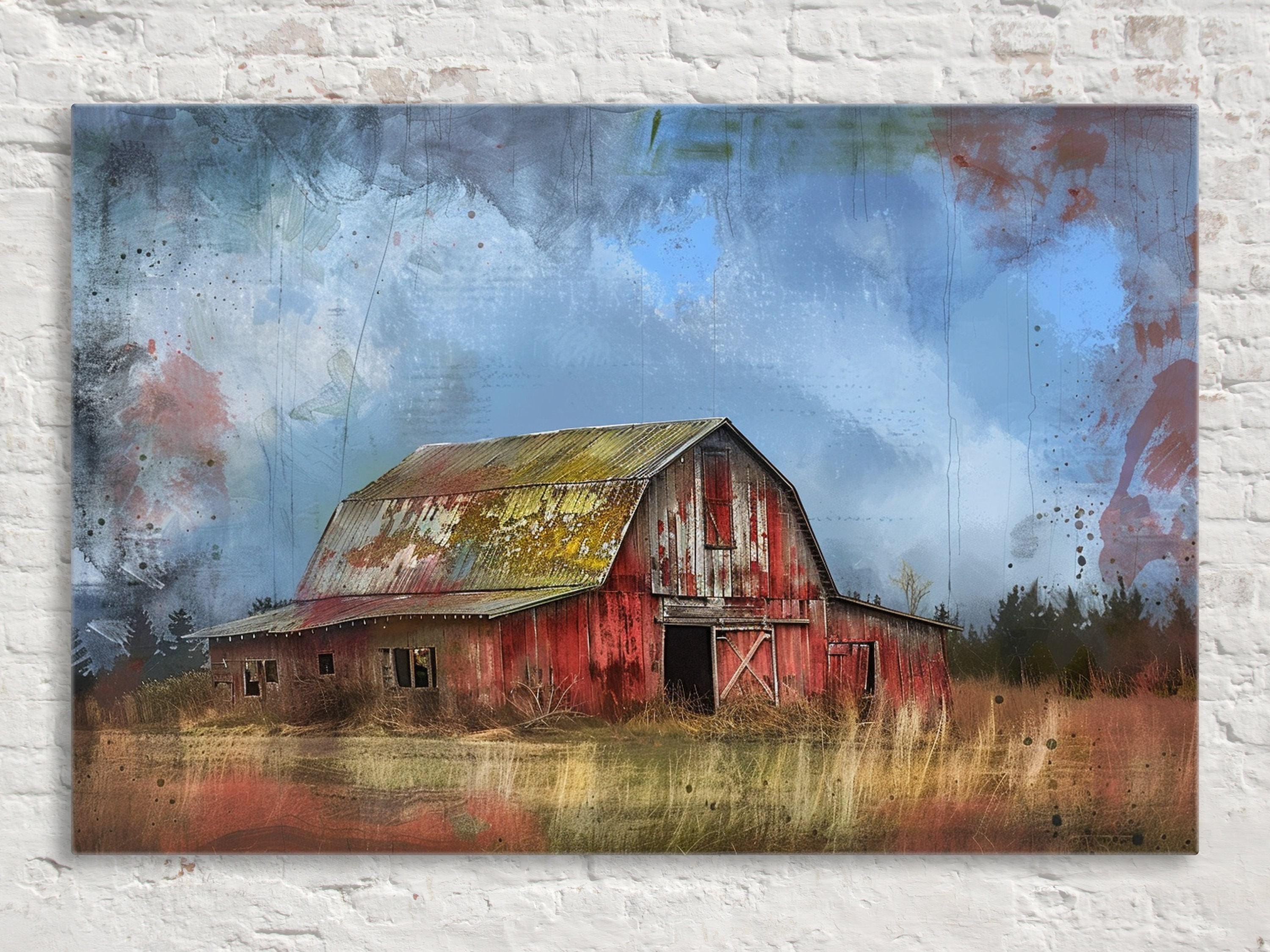 Farmhouse Wall Art – Tranquil Rural Barn Artwork | Rustic Canvas Print, Extra Large
