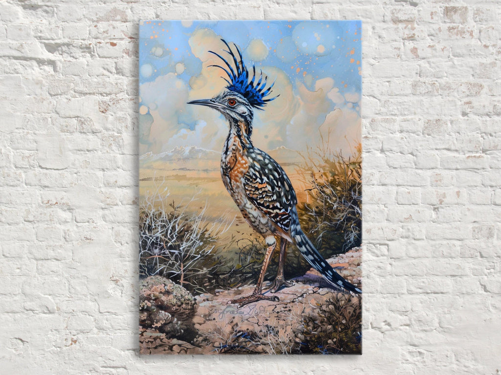 Desert Roadrunner Painting - Southwest Wall Art | Large Canvas Print, Ready to Hang