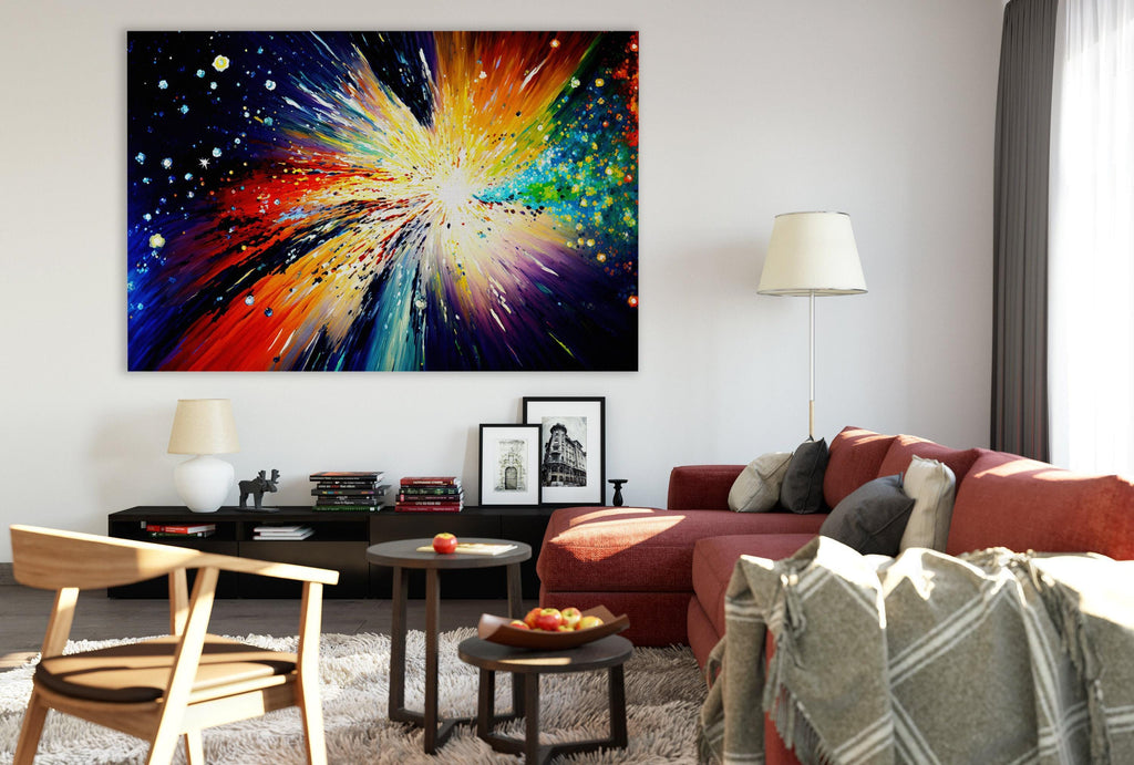 Galaxy Canvas Art - Colorful Abstract Space Wall Decor | Ready To Hang Giclée Print