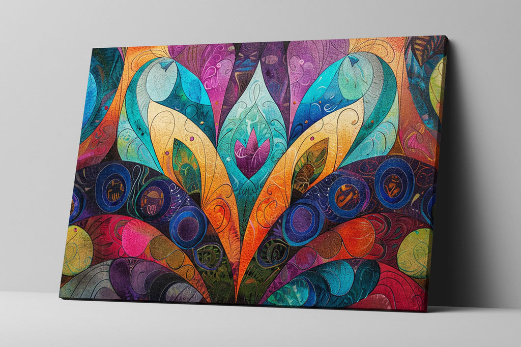 Bohemian Wall Art - Boho Flower Canvas on Gallery Wrapped Canvas | Large Vibrant Print