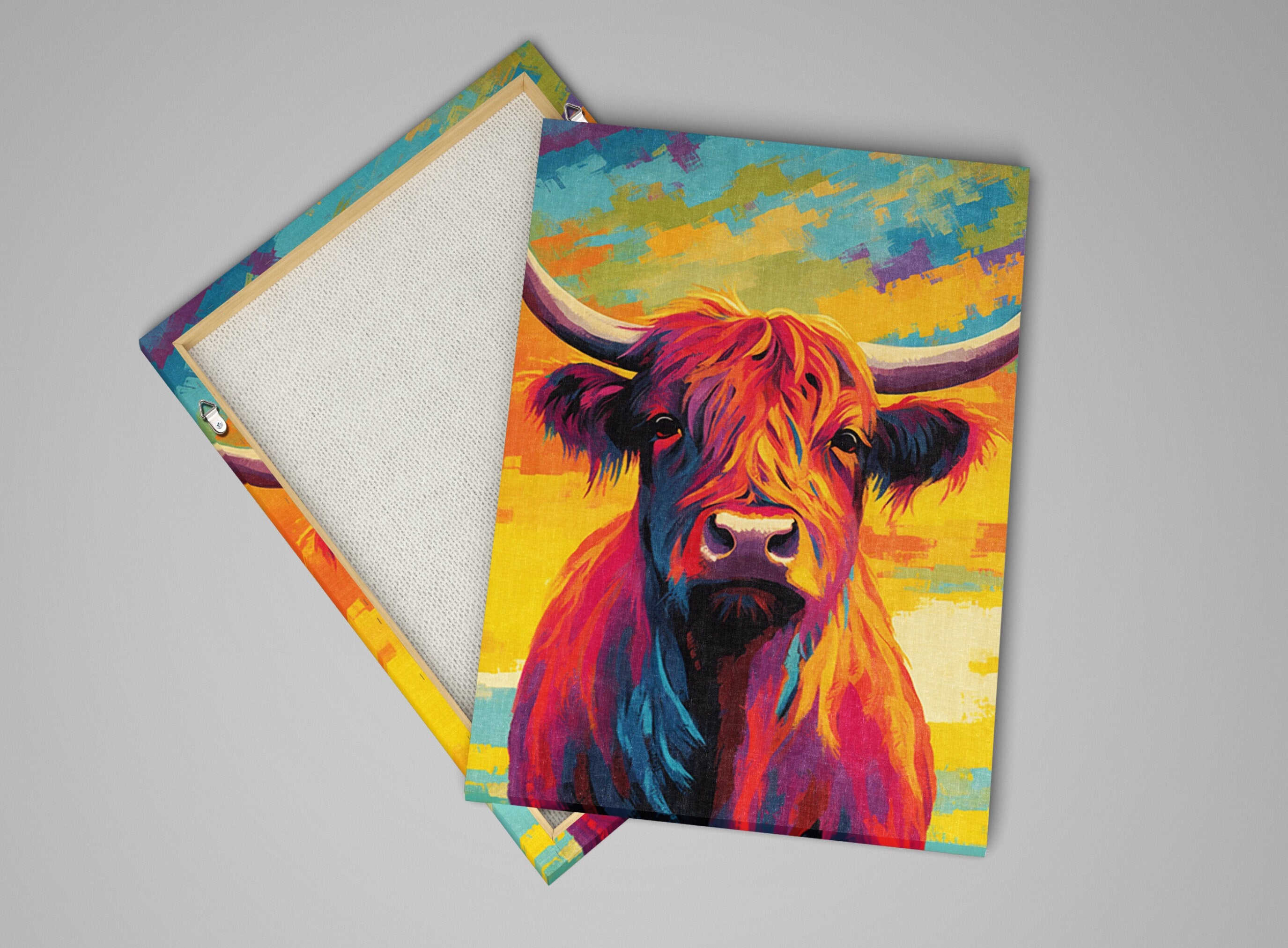 Highland Cow Canvas - Large Rustic Wall Artwork With Scratch Resistant Coating