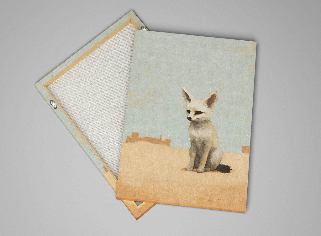 Desert Fox Wall Art - Minimalist Southwest Canvas Print | Large Fennec Fox Painting