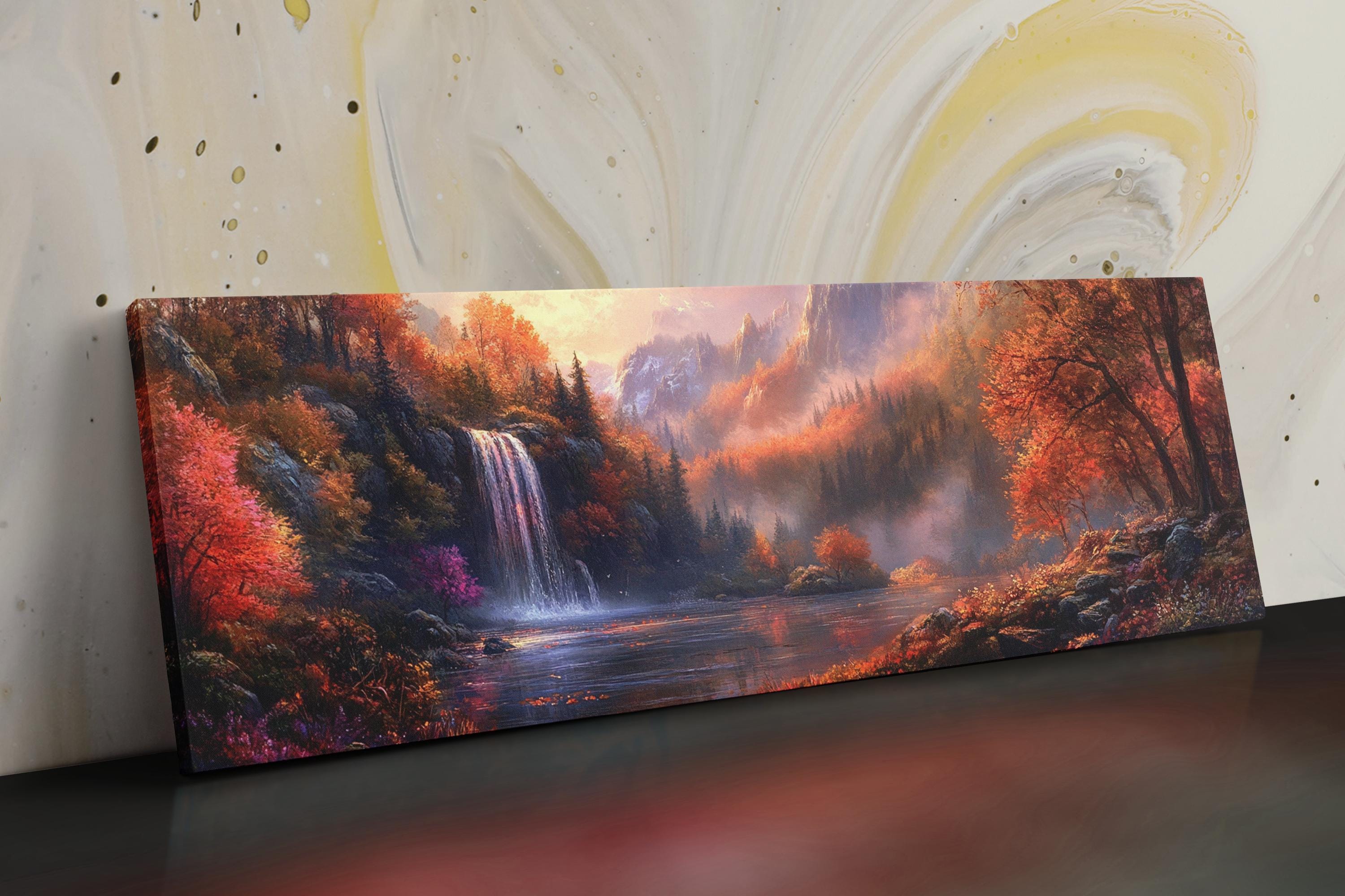 Fall Scene Canvas - Panoramic Wall Art | Rustic Autumn Decor | Gallery Wrapped, Ready to Hang