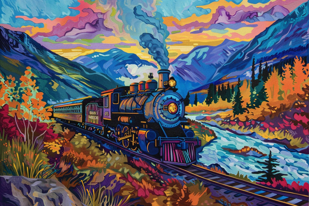 Vintage Locomotive Wall Art - Steam Train Artwork on Gallery Wrapped Canvas, Ready to Hang