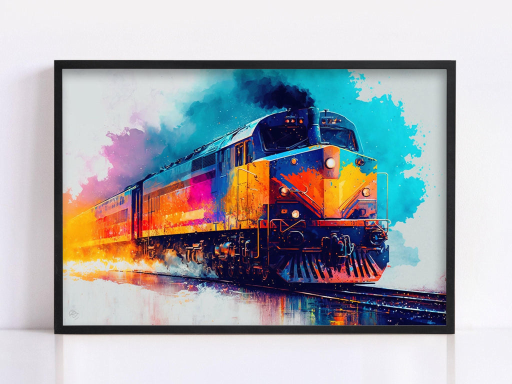 Nostalgic Train Journey: Watercolor Train Painting, Giclee Print on Canvas, Artist Paper, Watercolor Paper, Available in Extra Large Sizes