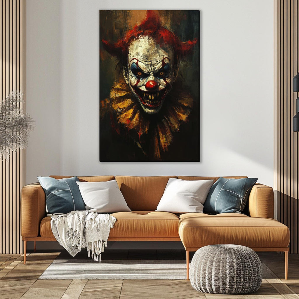 Gothic Clown Wall Art – Extra Large Sinister Clown Canvas | Framed or Gallery Wrapped