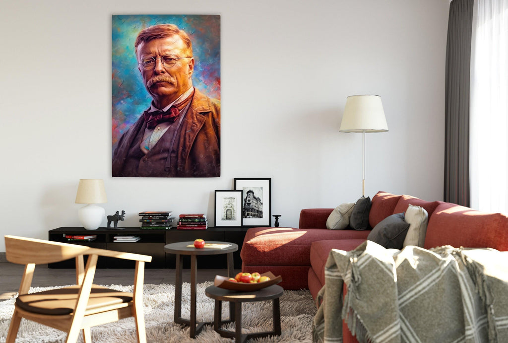 Theodore Roosevelt Art | Historical Wall Art Canvas Print With Acid Free Ink & Wood Frame