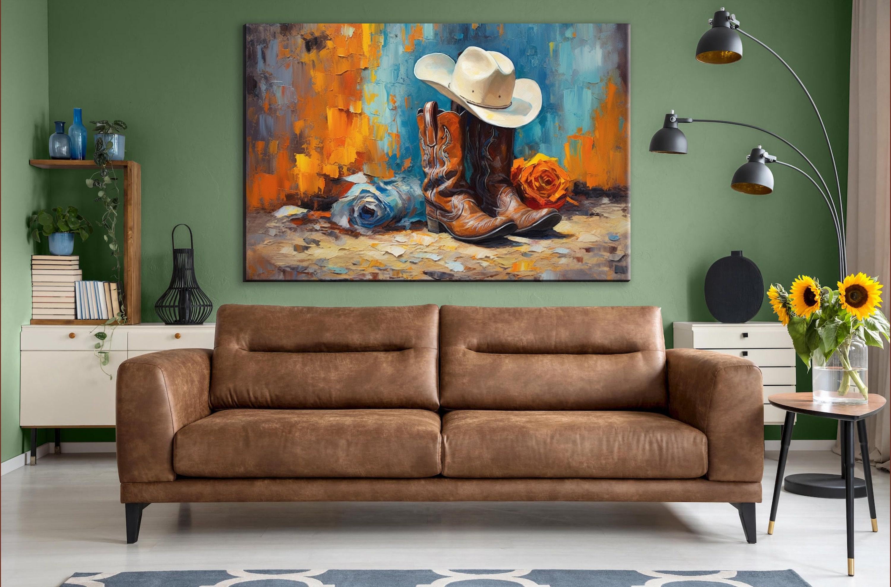 Texas Cowboy Wall Art – Cowboy Boots Canvas | Large Gallery Wrapped Print