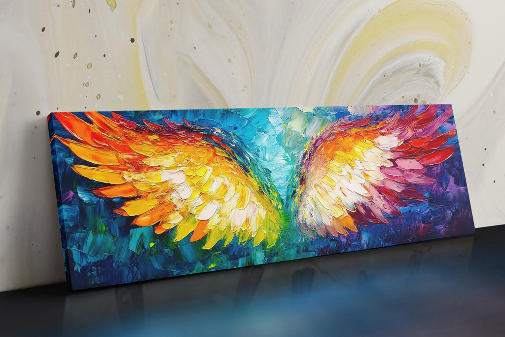 Angel Wings Wall Art - Panoramic Gallery Wrapped Canvas | Framed or Unframed Large Spiritual Decor