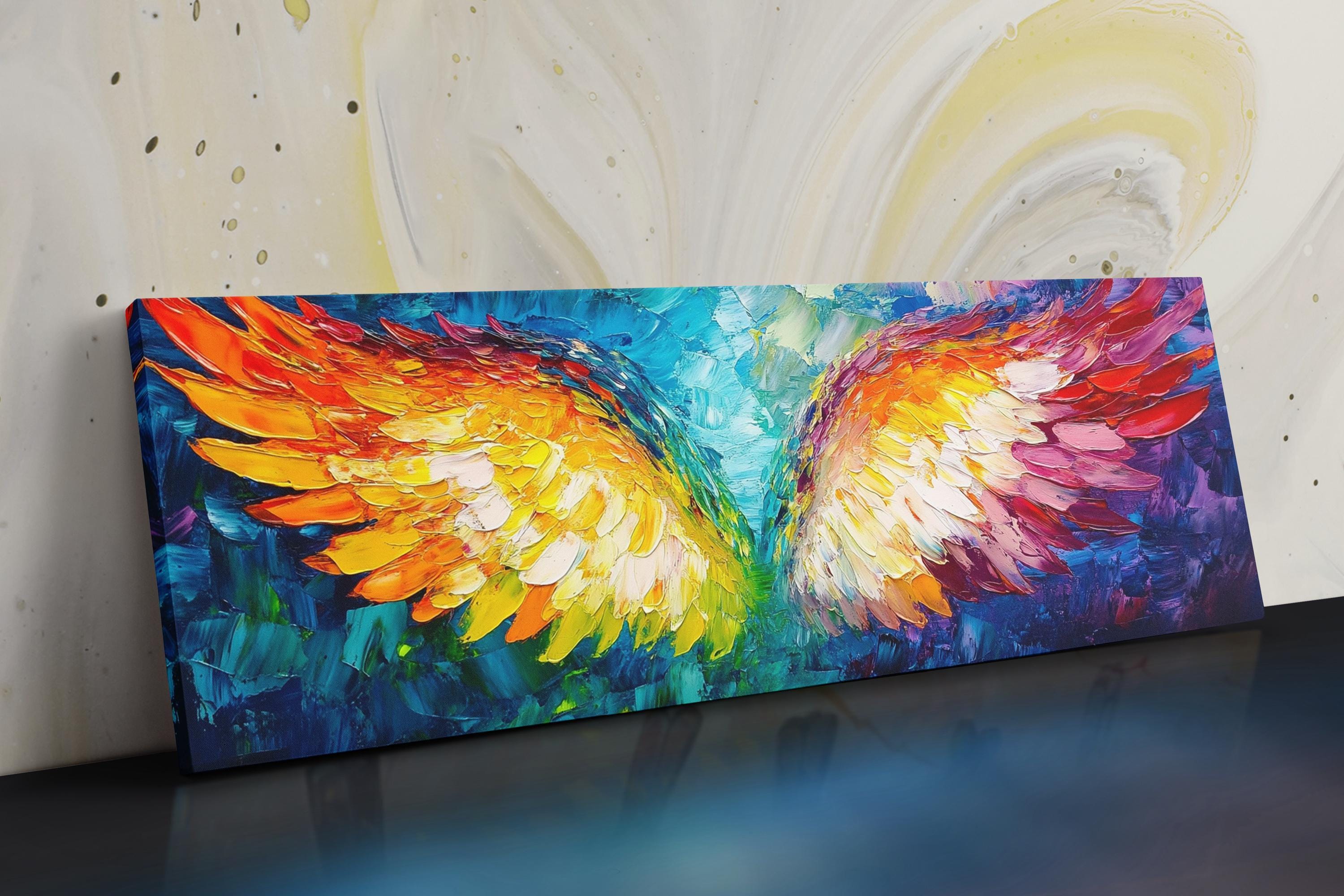 Angel Wings Wall Art - Panoramic Gallery Wrapped Canvas | Framed or Unframed Large Spiritual Decor