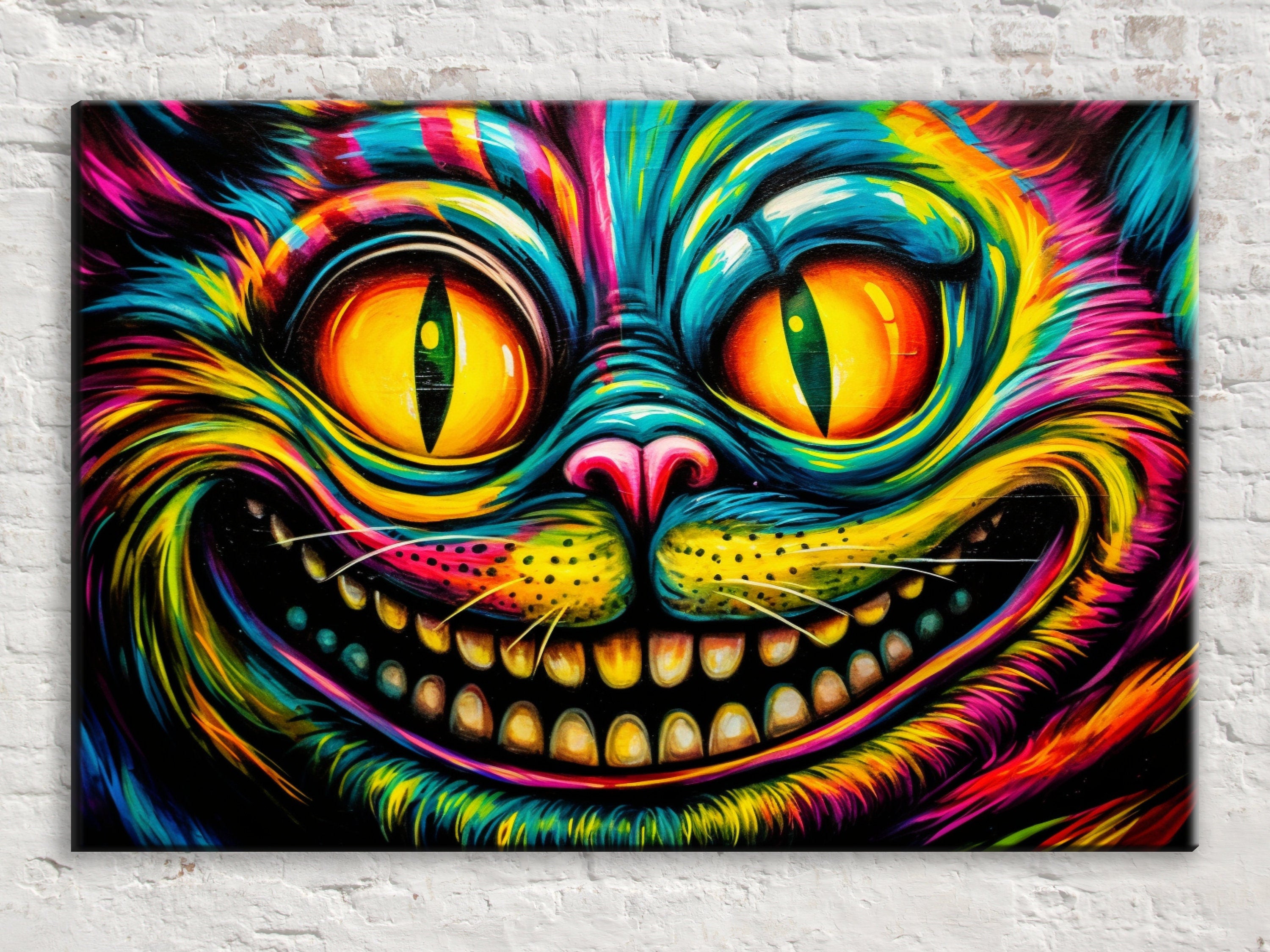 Cheshire Cat Wall Art – Vibrant Fantasy Canvas Print | Wonderland Themed Art