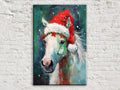 Horse Christmas Canvas - Festive Horse Painting on Gallery Wrapped Canvas for Holiday Home Decor