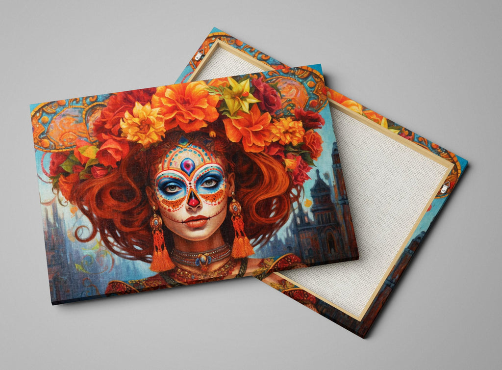 Day of the Dead Canvas – Large Floral Skull Canvas Print | Mexican Heritage Art