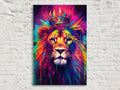 Lion Canvas Wall Art - Majestic Crown Lion Painting on Large Gallery Wrapped Canvas