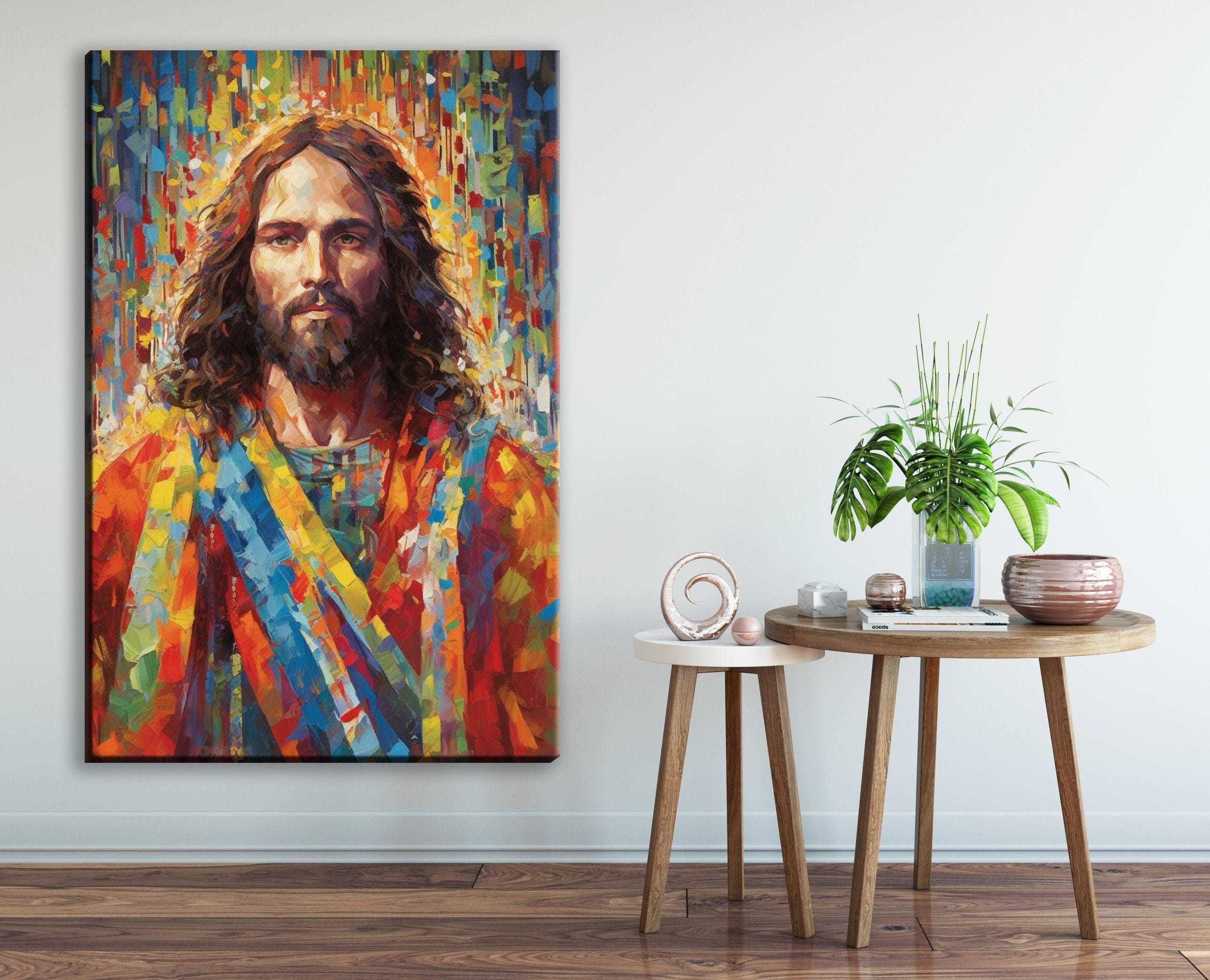 Jesus Christ Canvas Art - Large Religious Oil Painting on Gallery Ready Wood Frame