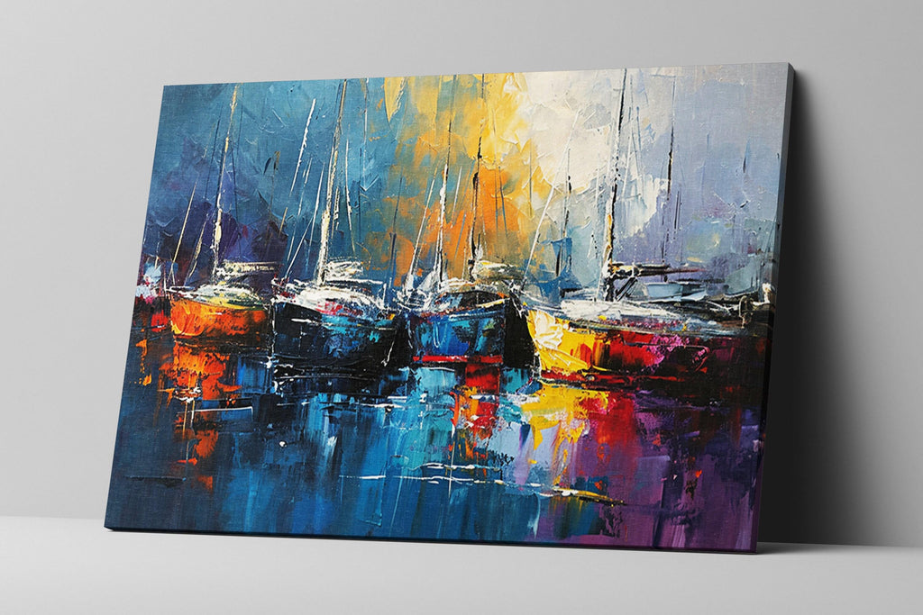 Sailboat Harbor Art - Large Canvas Sailboat Print | Nautical Decor Art, Coastal Home Decor