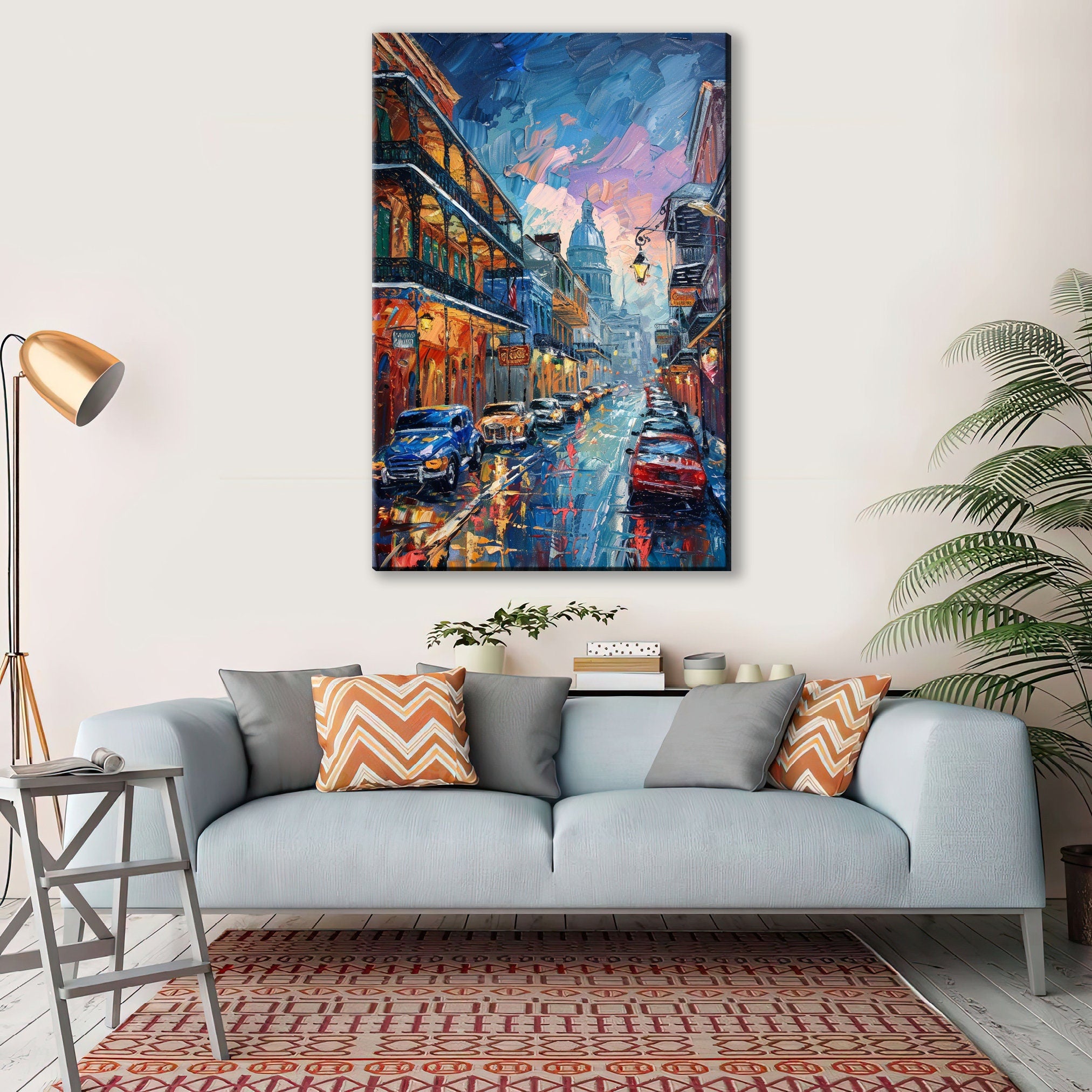 New Orleans Wall Art – Vintage Canvas Art, Gallery Wrapped Sunset Cityscape Print