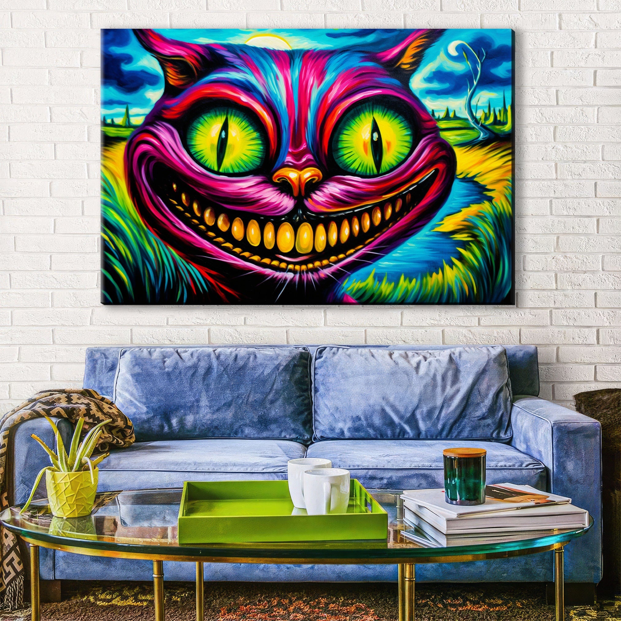 Cheshire Cat Canvas - Vibrant Alice In Wonderland Art | Gallery Wrapped, Ready To Hang