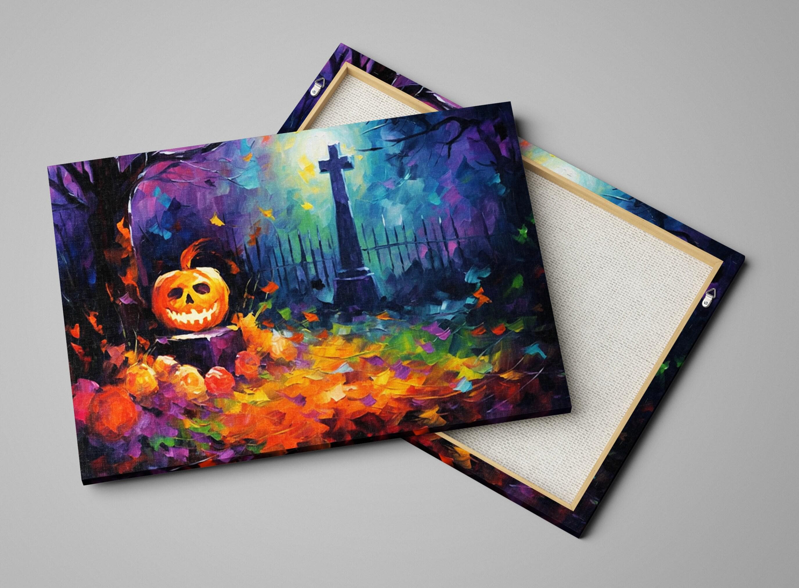 Halloween Graveyard Canvas – Spooky Wall Art | Large Premium Artist Canvas Print