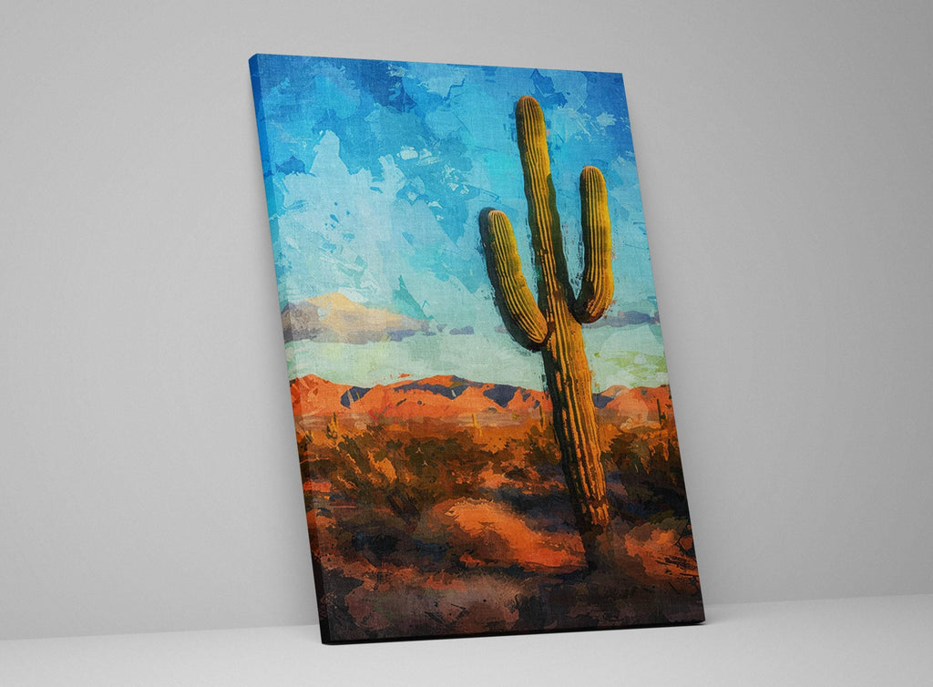 Lone Saguaro Canvas – Desert Landscape Art | Gallery Wrapped Extra Large Cactus Print