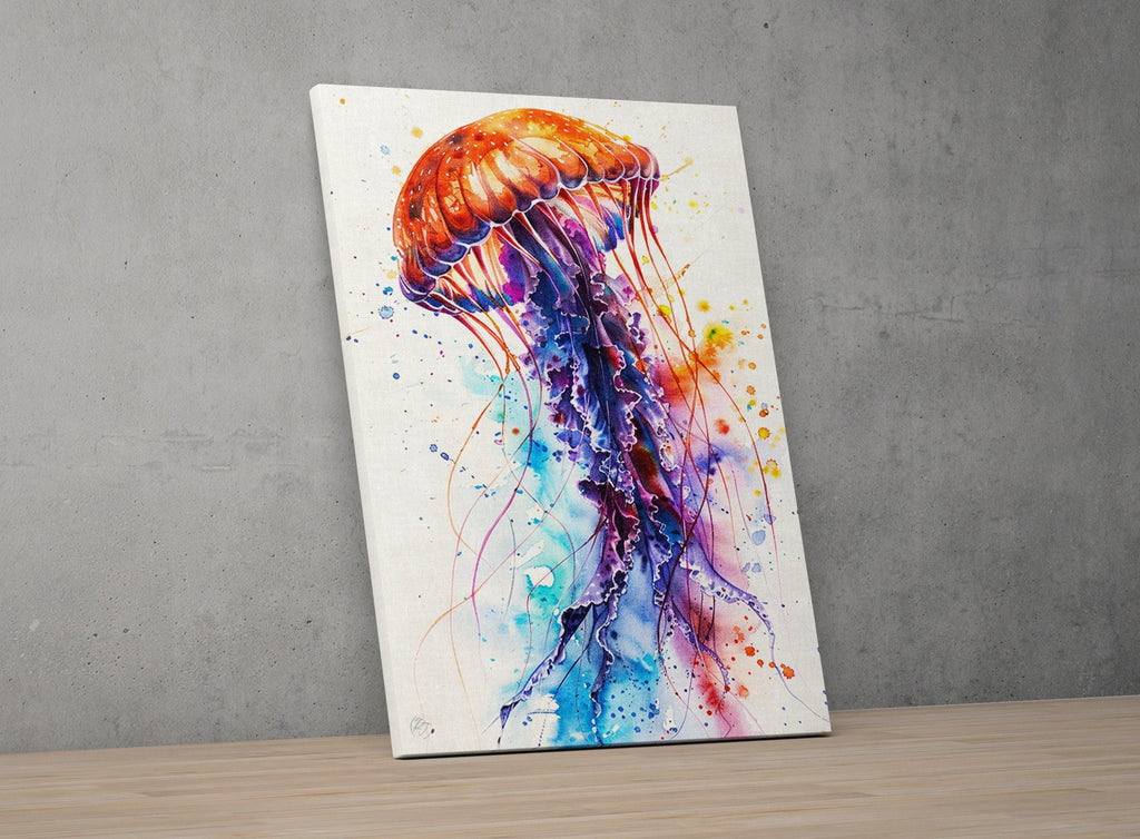 Beautiful Jellyfish Watercolor, Oceanic Wall Art, Giclee Print on Canvas, Artist Paper, Watercolor Paper, Available in Extra Large Sizes