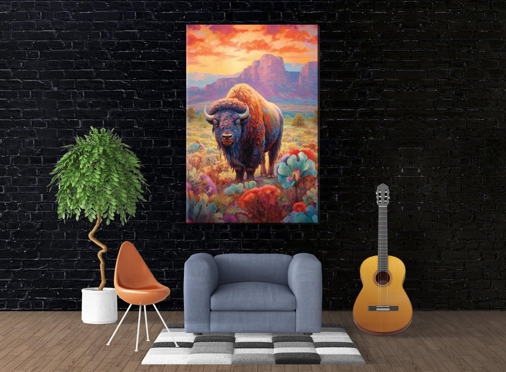 American Bison Wall Art - Large Canvas Print | Texas Wildlife Decor, Rustic Farmhouse