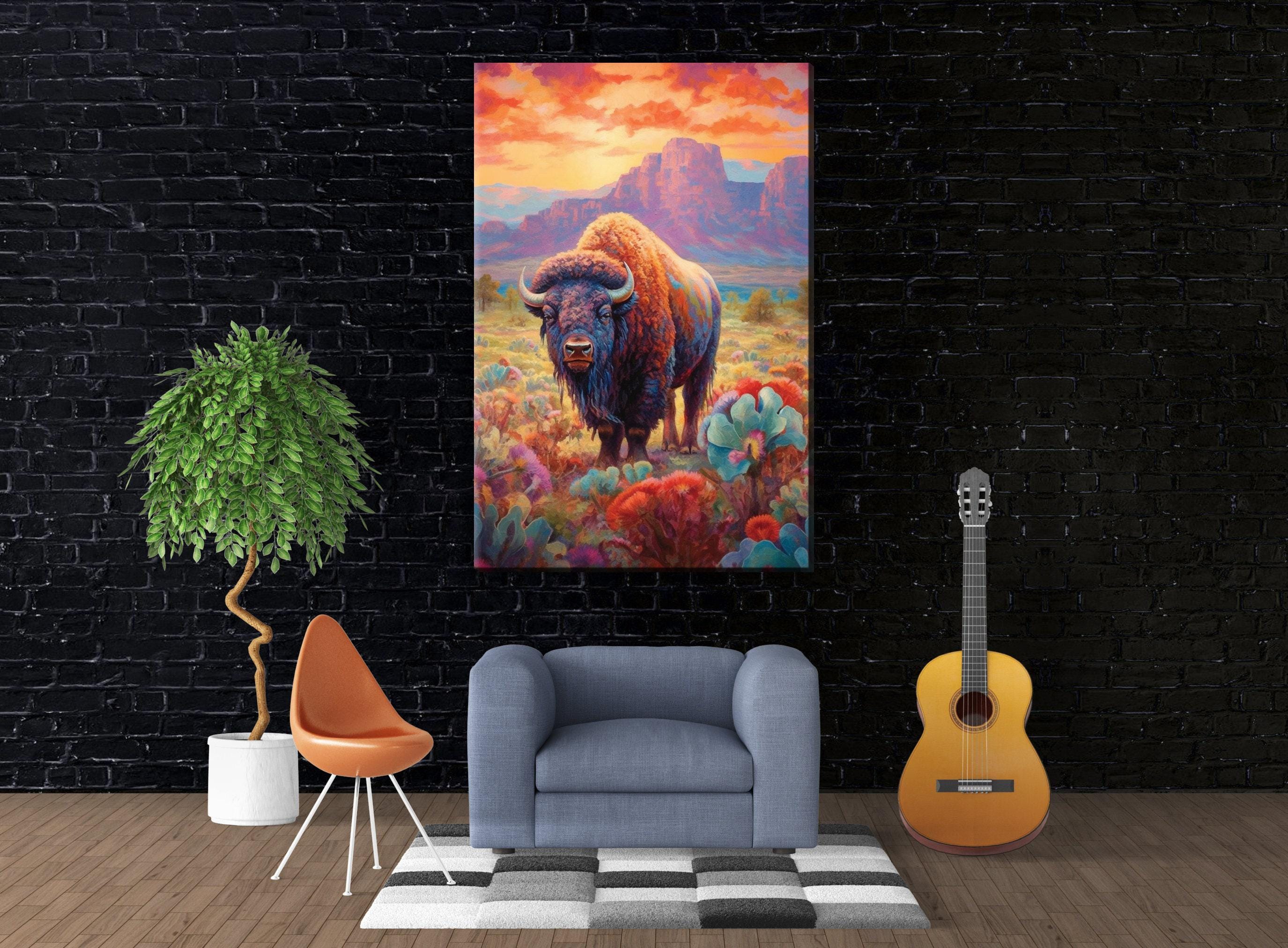 American Bison Wall Art - Large Canvas Print | Texas Wildlife Decor, Rustic Farmhouse