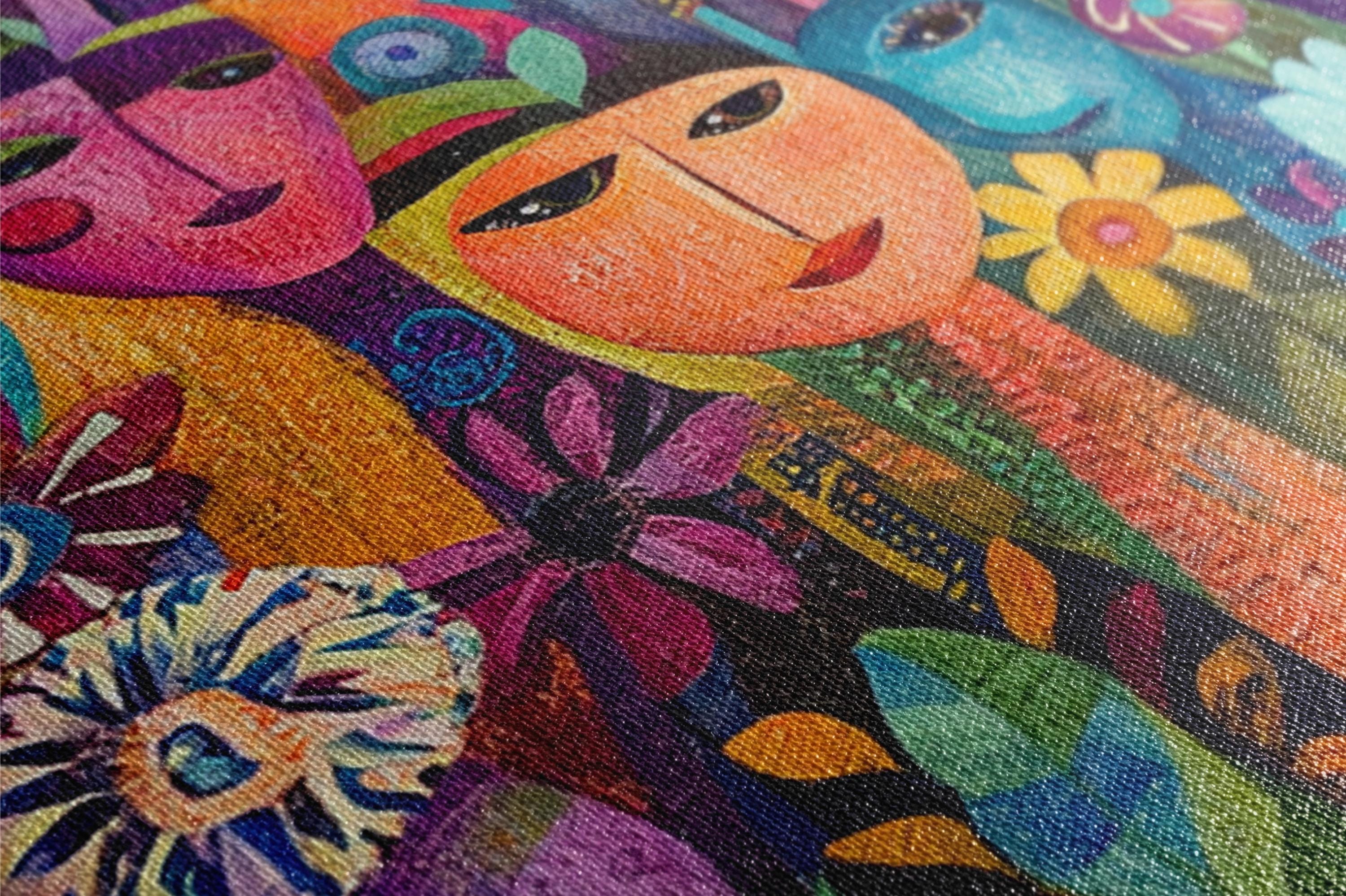 a close up of a painting on a canvas