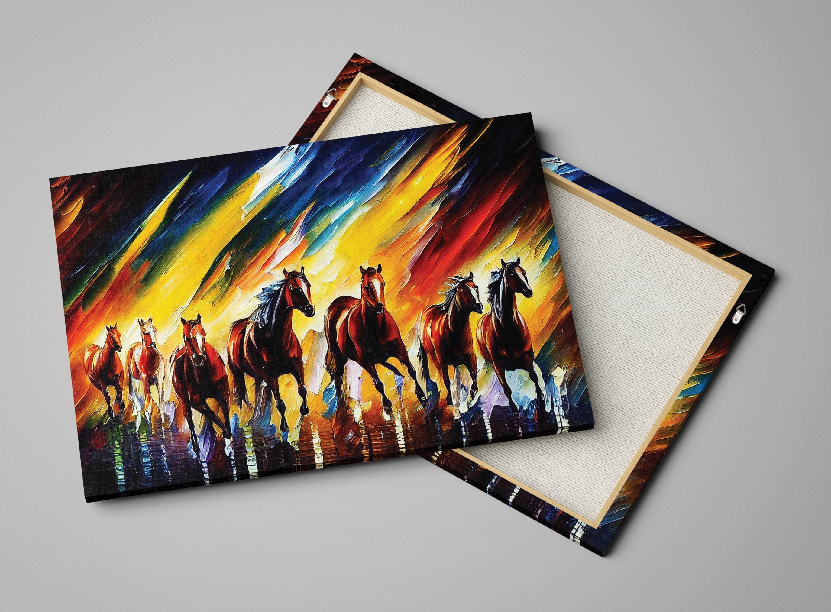 Wild Horses Canvas Print – Vibrant Horse Painting on Artist Grade Canvas
