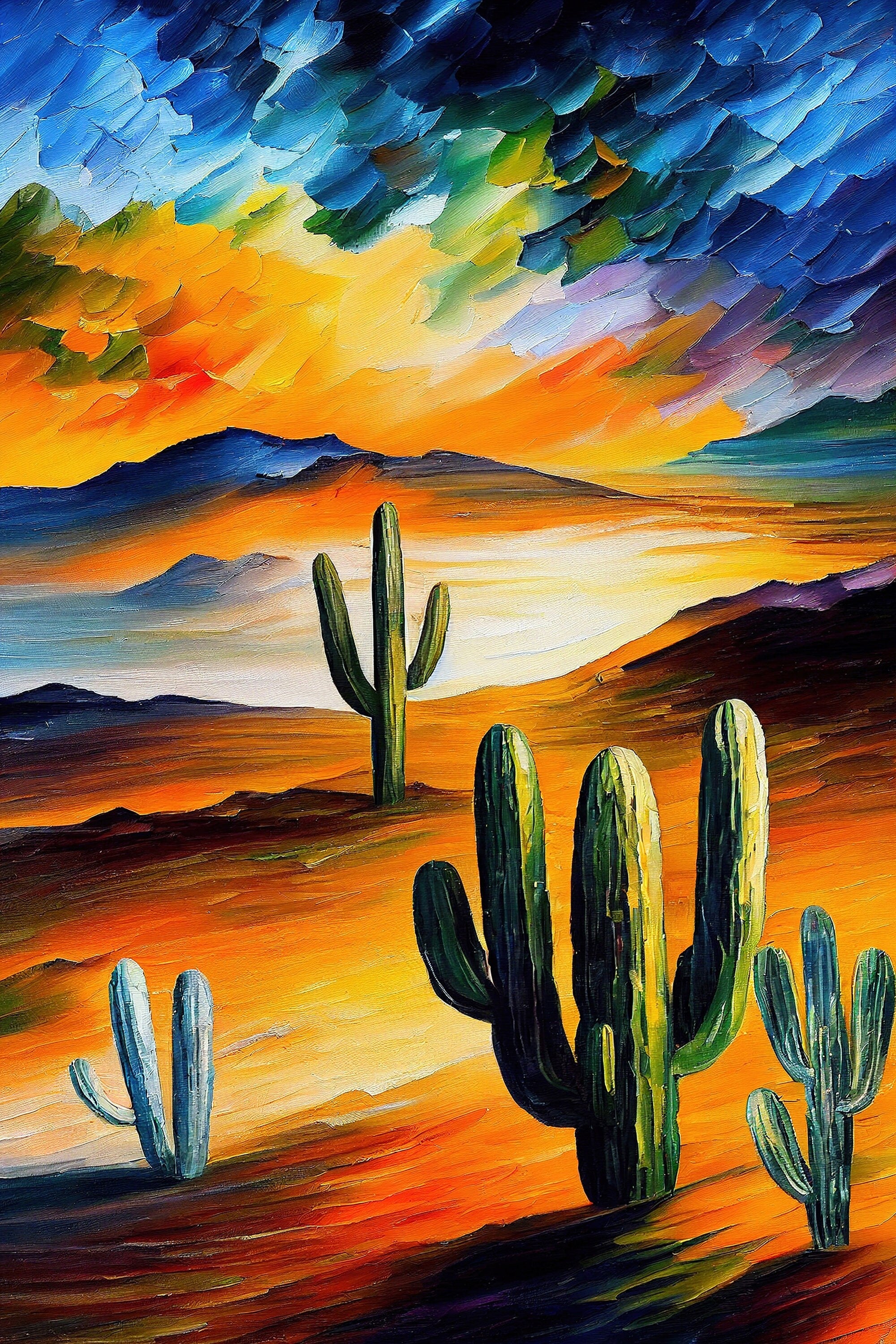 Desert Cactus Canvas – Southwest Art Print | Serene Landscape & Gallery Ready