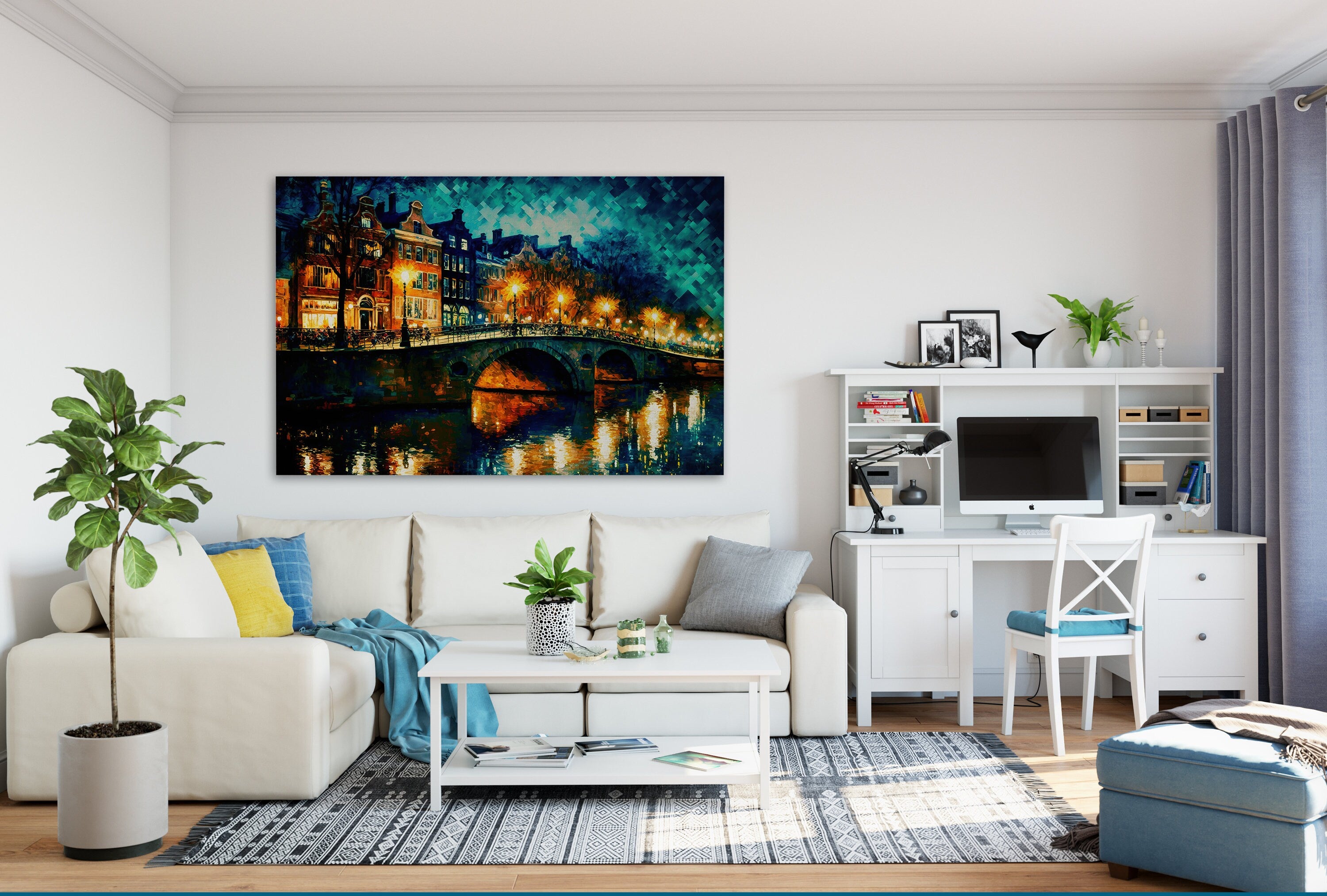 Amsterdam Canvas Art - European Cityscape Print | Bridges of Amsterdam Wall Decor