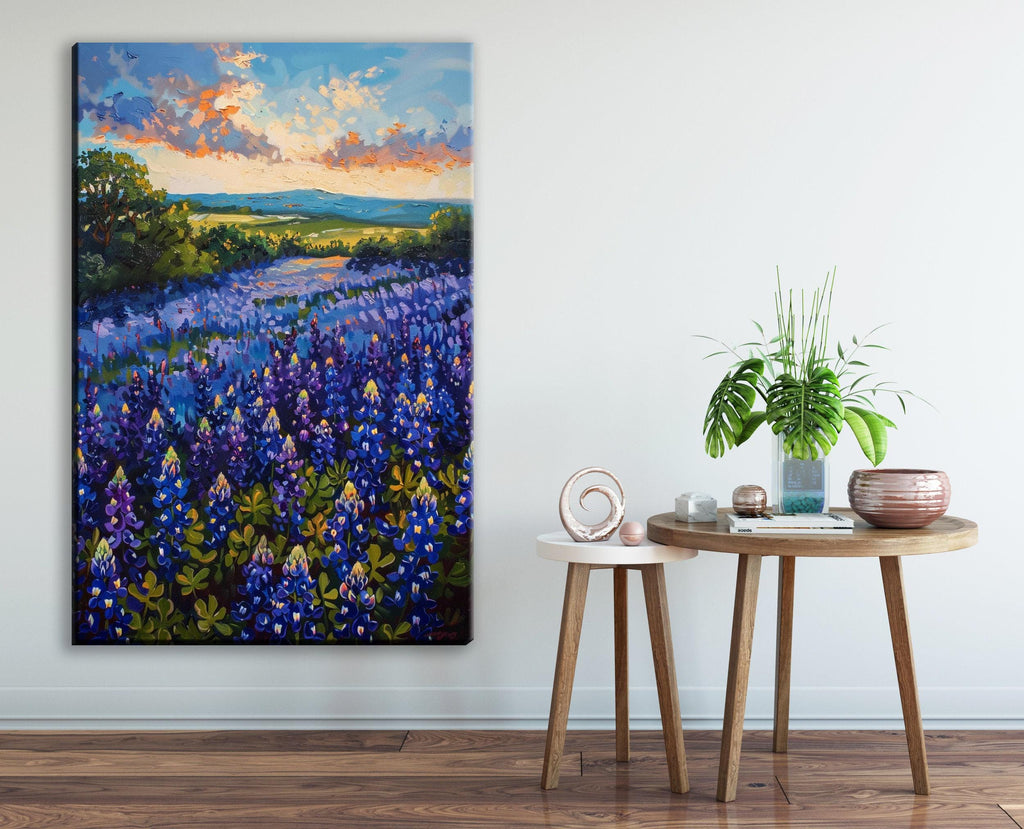 Texas Bluebonnet Painting - Large Canvas Art | Gallery Wrapped Canvas, UV Coated Print