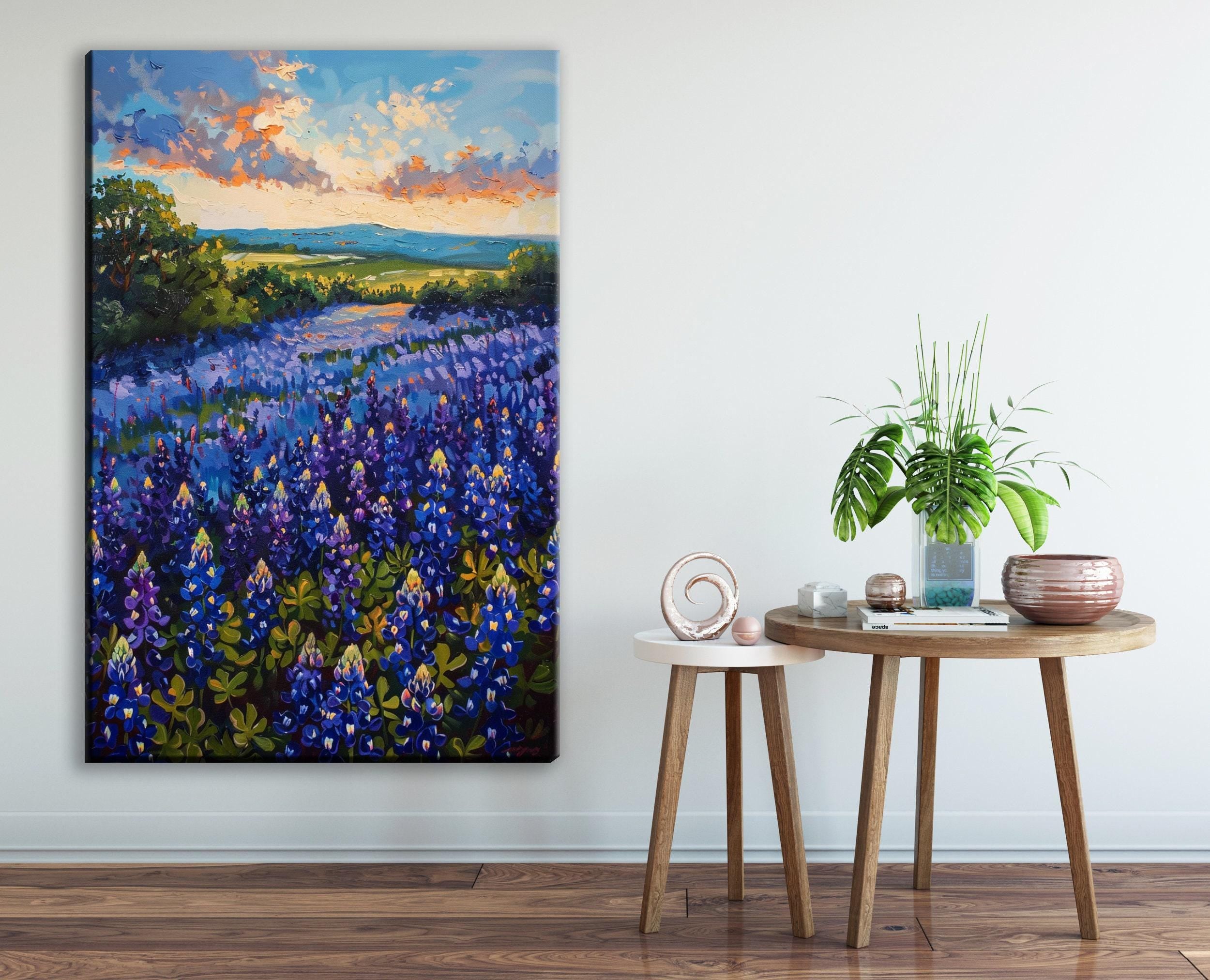 Texas Bluebonnet Painting - Large Canvas Art | Gallery Wrapped Canvas, UV Coated Print