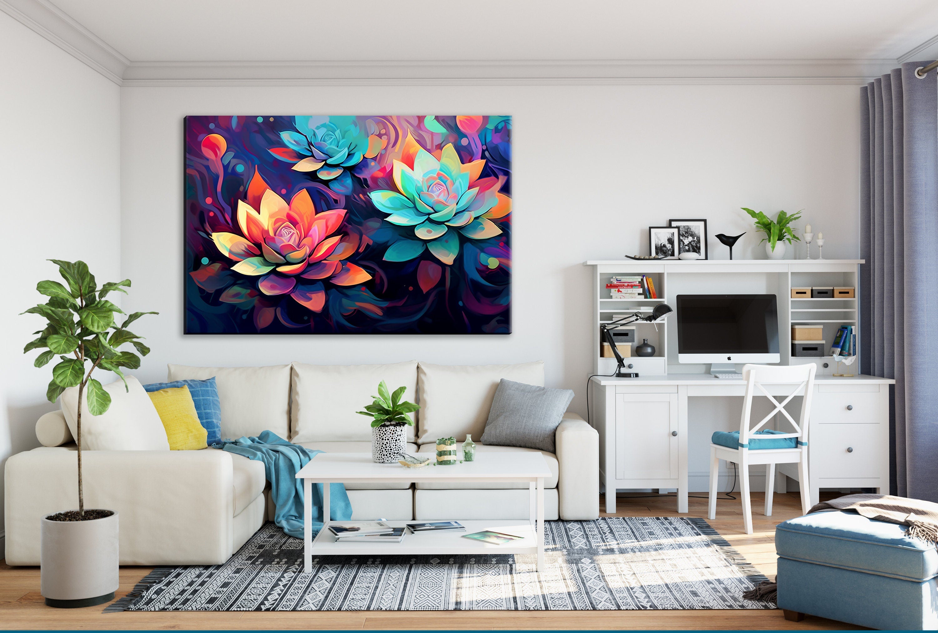 Succulent Wall Art – Modern Botanical Wall Print | Large Giclee Canvas, Gallery Ready