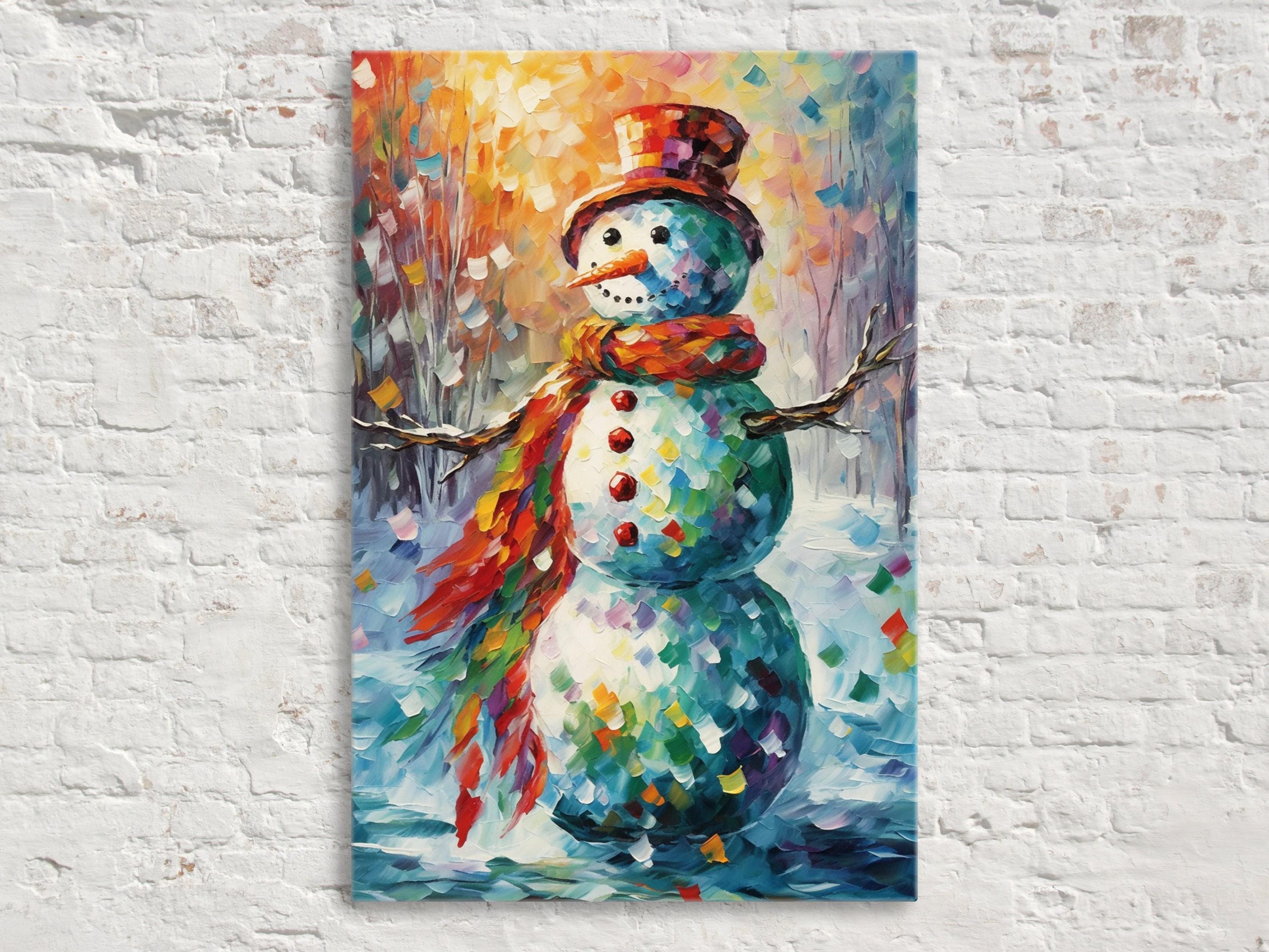 Frosty the Snowman Art - Large Christmas Canvas | Festive Holiday Wall Decor
