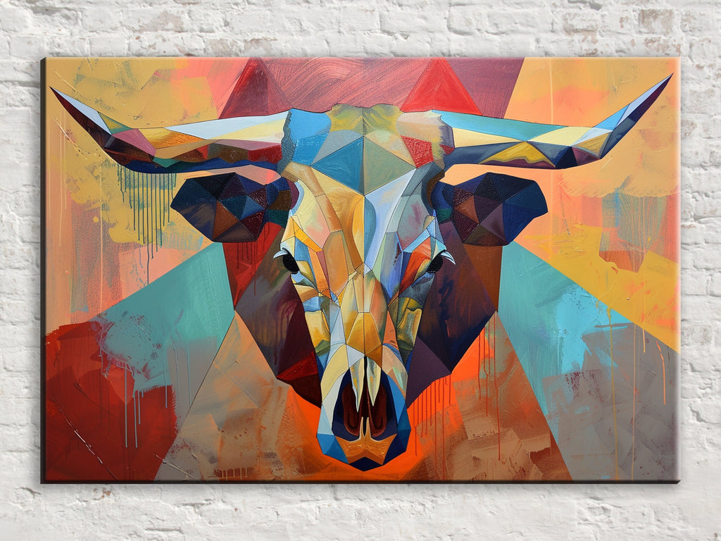 Cow Skull Wall Art – Contemporary Skull Art on Gallery Wrapped Canvas, Ready to Hang