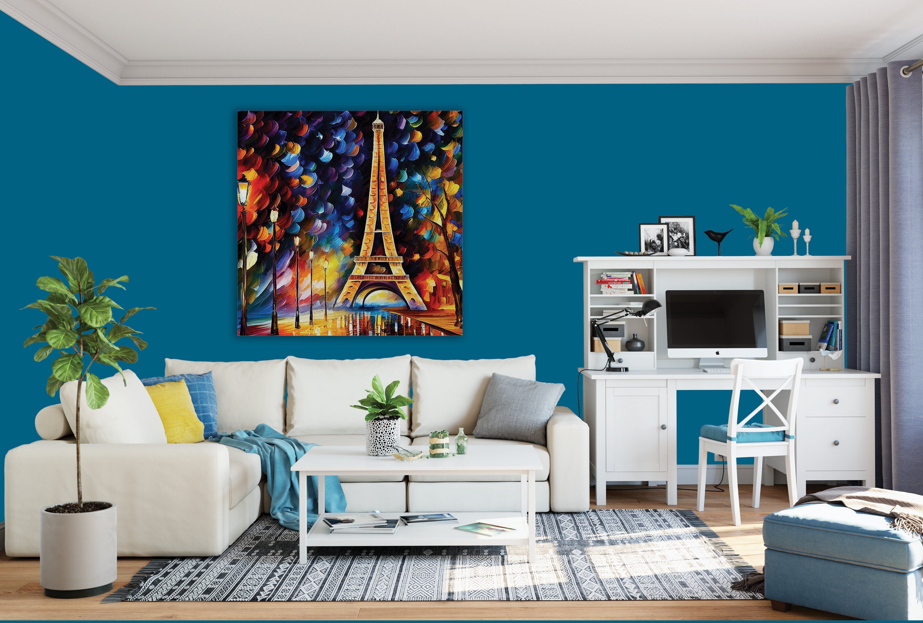 Eiffel Tower Canvas – Vibrant Paris Wall Art With Wooden Frame & Scratch Resistant Coating