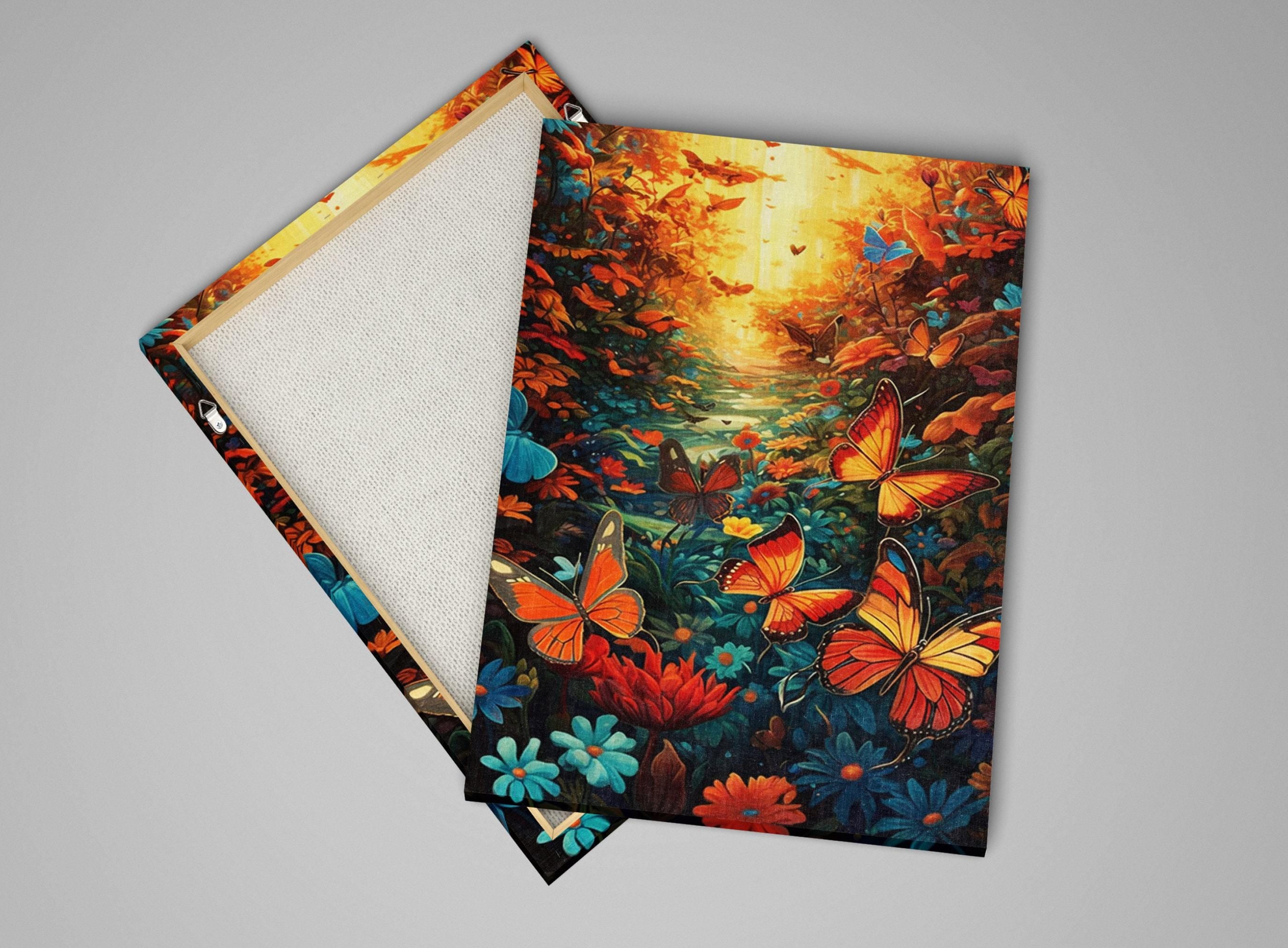 Butterfly Canvas Art – Large Colorful Nature Art With Monarch Butterfly Print