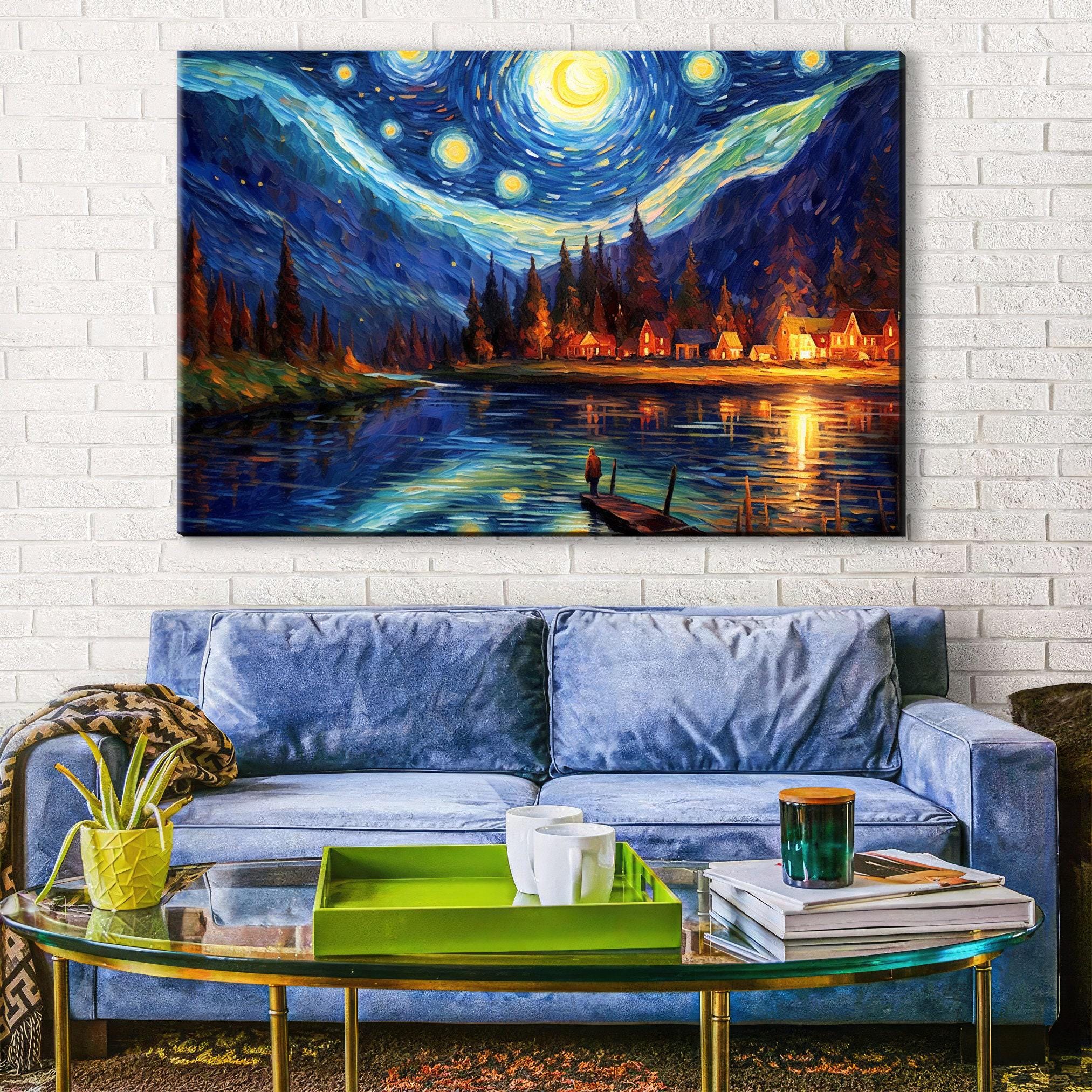 Starry Night Wall Art – Large Canvas Art, Gallery Wrapped, Ready to Hang